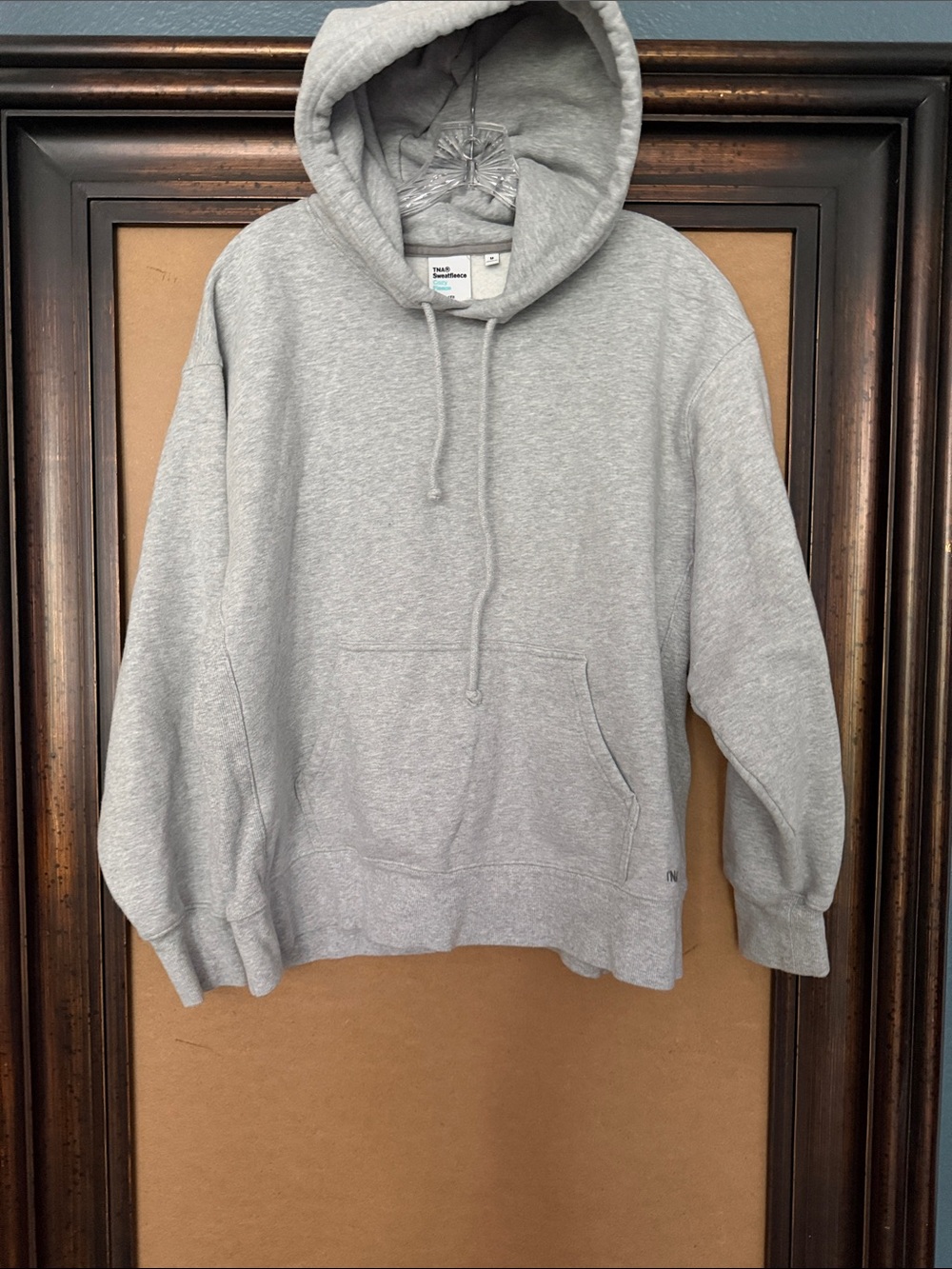 TNA Cozy Fleece Boyfriend Gray Hooded Pullover Sweatshirt